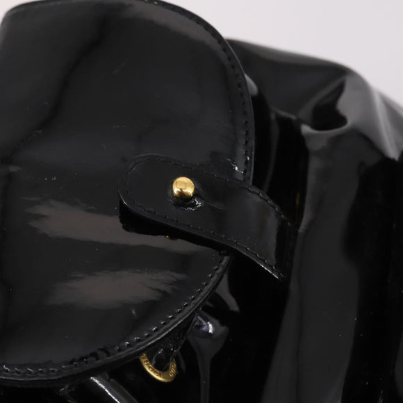 GUCCI Bamboo Backpack Enamel Black Gold 003 2058 0030 Auth bs29262