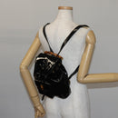 GUCCI Bamboo Backpack Enamel Black Gold 003 2058 0030 Auth bs29262-25
