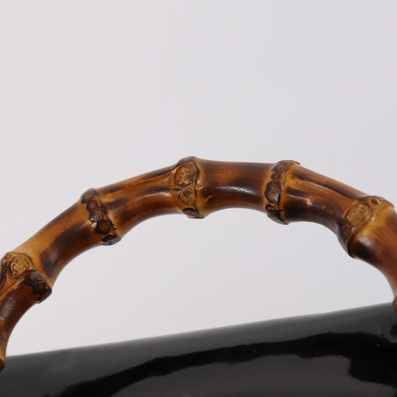 GUCCI Bamboo Backpack Enamel Black Gold 003 2058 0030 Auth bs29262