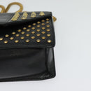 SAINT LAURENT Studs Chain Shoulder Bag Leather Black Gold Auth bs29263-11