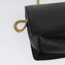 SAINT LAURENT Studs Chain Shoulder Bag Leather Black Gold Auth bs29263-12