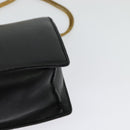 SAINT LAURENT Studs Chain Shoulder Bag Leather Black Gold Auth bs29263-13