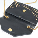 SAINT LAURENT Studs Chain Shoulder Bag Leather Black Gold Auth bs29263-14