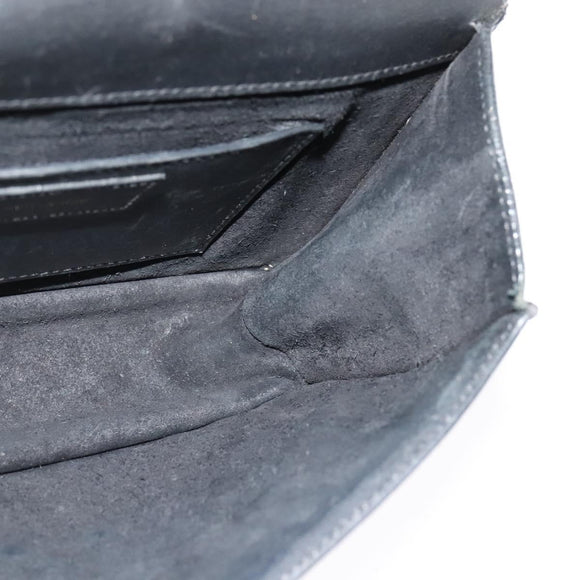 SAINT LAURENT Studs Chain Shoulder Bag Leather Black Gold Auth bs29263