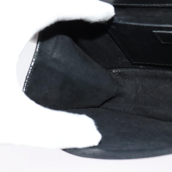 SAINT LAURENT Studs Chain Shoulder Bag Leather Black Gold Auth bs29263