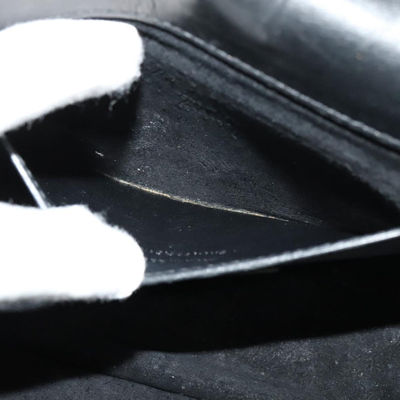 SAINT LAURENT Studs Chain Shoulder Bag Leather Black Gold Auth bs29263