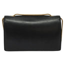 SAINT LAURENT Studs Chain Shoulder Bag Leather Black Gold Auth bs29263-3