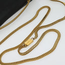 SAINT LAURENT Studs Chain Shoulder Bag Leather Black Gold Auth bs29263-7