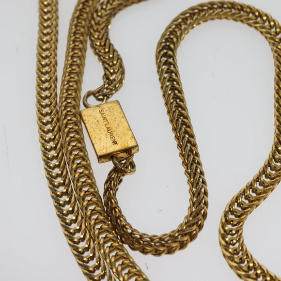 SAINT LAURENT Studs Chain Shoulder Bag Leather Black Gold Auth bs29263