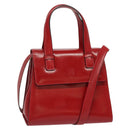 LOEWE Anagram Hand Bag Leather 2way Red Gold Auth bs29264-1
