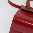 LOEWE Anagram Hand Bag Leather 2way Red Gold Auth bs29264-16