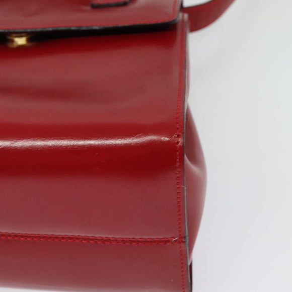LOEWE Anagram Hand Bag Leather 2way Red Gold Auth bs29264