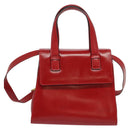 LOEWE Anagram Hand Bag Leather 2way Red Gold Auth bs29264-13