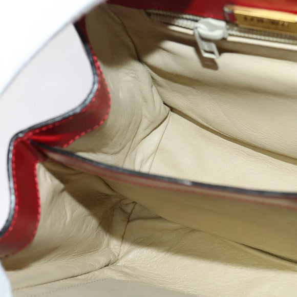 LOEWE Anagram Hand Bag Leather 2way Red Gold Auth bs29264