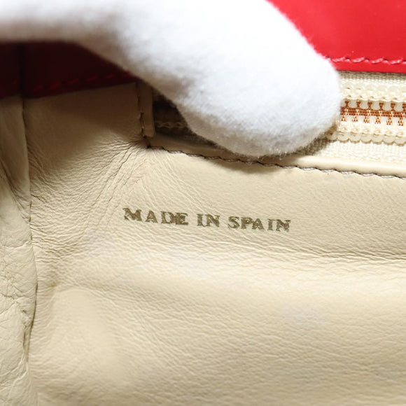 LOEWE Anagram Hand Bag Leather 2way Red Gold Auth bs29264