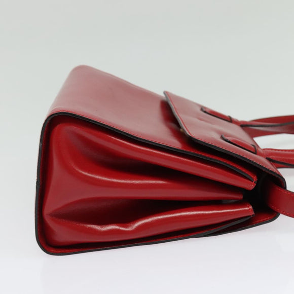 LOEWE Anagram Hand Bag Leather 2way Red Gold Auth bs29264