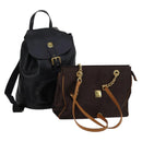 MCM Vicetos Logogram Backpack Leather Nylon 2Set Brown Black Auth bs29265-1