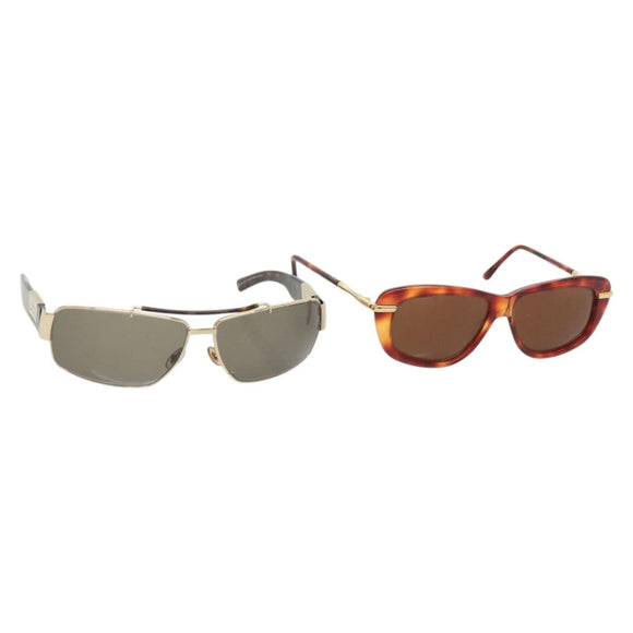 GUCCI Sunglasses Plastic Metal 2 Set Brown Black Auth bs29266