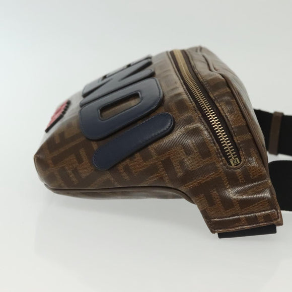 FENDI Zucca Canvas FILA Collaboration Waist Bag Coated Canvas Auth bs29270