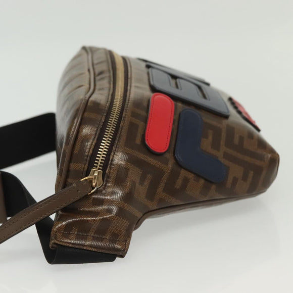 FENDI Zucca Canvas FILA Collaboration Waist Bag Coated Canvas Auth bs29270