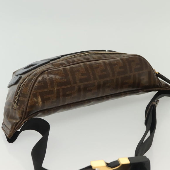 FENDI Zucca Canvas FILA Collaboration Waist Bag Coated Canvas Auth bs29270