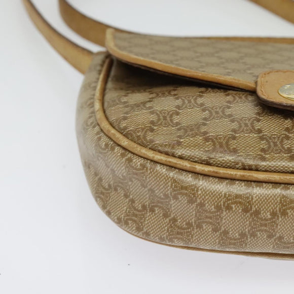 CELINE Macadam Canvas Shoulder Bag PVC Beige Gold Auth bs29271