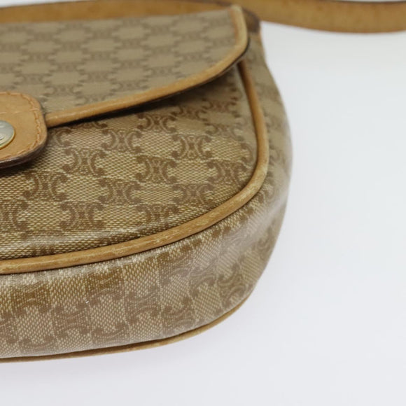 CELINE Macadam Canvas Shoulder Bag PVC Beige Gold Auth bs29271