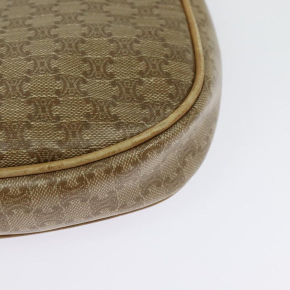 CELINE Macadam Canvas Shoulder Bag PVC Beige Gold Auth bs29271