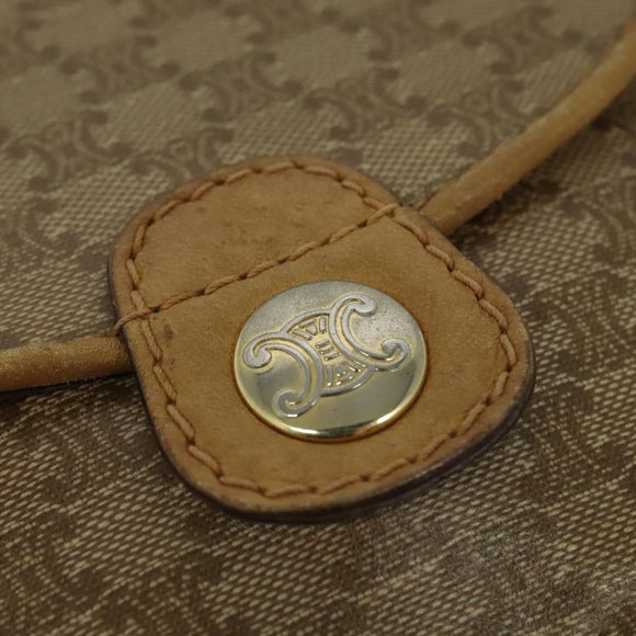 CELINE Macadam Canvas Shoulder Bag PVC Beige Gold Auth bs29271