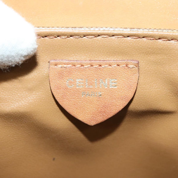 CELINE Macadam Canvas Shoulder Bag PVC Beige Gold Auth bs29271