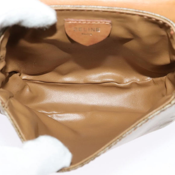 CELINE Macadam Canvas Shoulder Bag PVC Beige Gold Auth bs29271