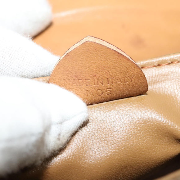 CELINE Macadam Canvas Shoulder Bag PVC Beige Gold Auth bs29271