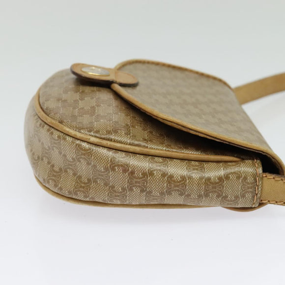 CELINE Macadam Canvas Shoulder Bag PVC Beige Gold Auth bs29271