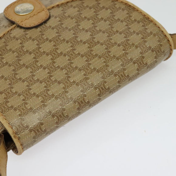 CELINE Macadam Canvas Shoulder Bag PVC Beige Gold Auth bs29271