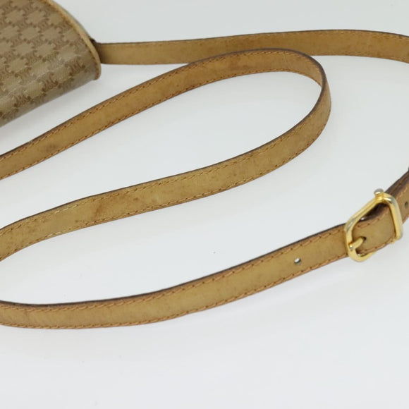 CELINE Macadam Canvas Shoulder Bag PVC Beige Gold Auth bs29271