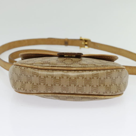 CELINE Macadam Canvas Shoulder Bag PVC Beige Gold Auth bs29271