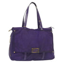 FENDI Zucchino Canvas Tote Bag Nylon Purple Gold Auth bs29272-1