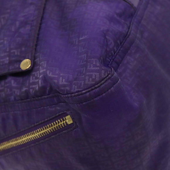 FENDI Zucchino Canvas Tote Bag Nylon Purple Gold Auth bs29272