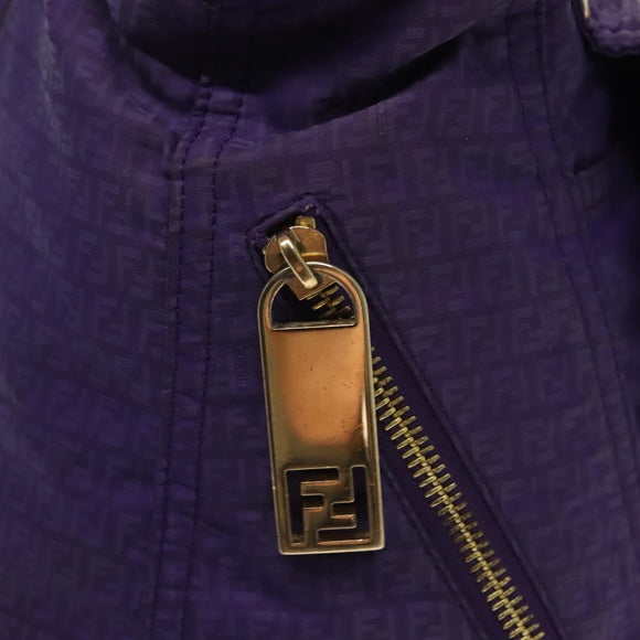 FENDI Zucchino Canvas Tote Bag Nylon Purple Gold Auth bs29272