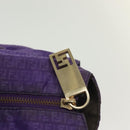 FENDI Zucchino Canvas Tote Bag Nylon Purple Gold Auth bs29272-15