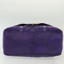 FENDI Zucchino Canvas Tote Bag Nylon Purple Gold Auth bs29272-9