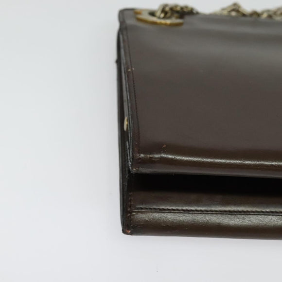 CHANEL Chain Hand Bag Leather Brown gold CC Auth bs29274