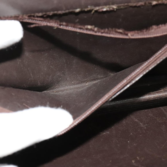 CHANEL Chain Hand Bag Leather Brown gold CC Auth bs29274