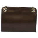 CHANEL Chain Hand Bag Leather Brown gold CC Auth bs29274-13