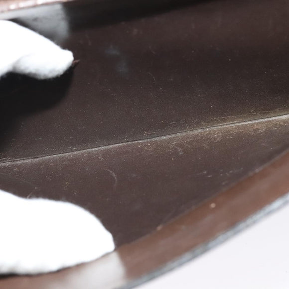 CHANEL Chain Hand Bag Leather Brown gold CC Auth bs29274