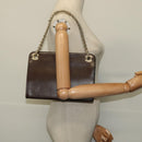 CHANEL Chain Hand Bag Leather Brown gold CC Auth bs29274-23