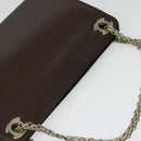 CHANEL Chain Hand Bag Leather Brown gold CC Auth bs29274-6