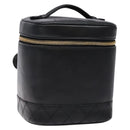 CHANEL Vanity Pouch Leather Black Gold CC Auth bs29276-1