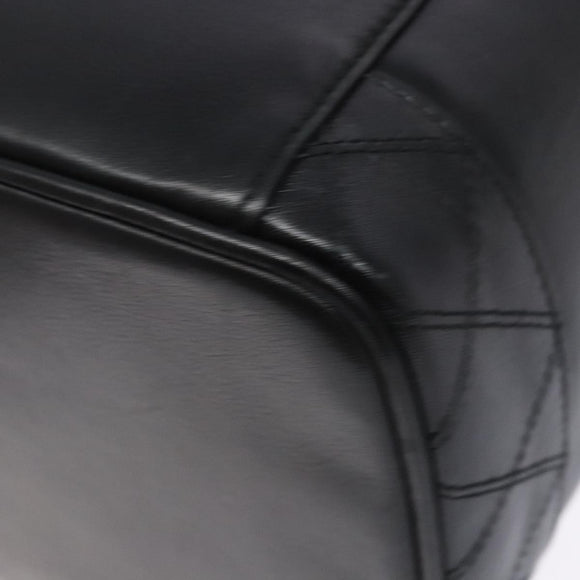 CHANEL Vanity Pouch Leather Black Gold CC Auth bs29276