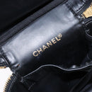 CHANEL Vanity Pouch Leather Black Gold CC Auth bs29276-16